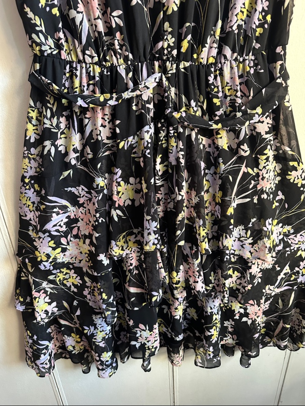 Calvin Klein Black Floral Tiered Dress - Picture 3 of 8